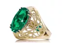 14K Yellow gold Emerald Ring Vintage vrc074y